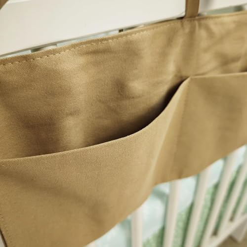 Baby Bedside Hanging Storage Bag - 2-Pocket Bedside Storage with High Capacity for Diapers & Essentials, Space-Saving Hanging Nursery Organizer 5 Colors Available (Khaki) - color: Khaki