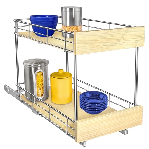 LYNK PROFESSIONAL® SELECT™ Pull Out Cabinet Organizer - 11" x 21" - Slide Out Cabinet Organizer for Kitchens - Sliding Shelves - Pull Out Drawer, Pots and Pans Storage - Lifetime Ltd Warranty - 2 Tier - size: 11" W x 21" D - 2 Tier