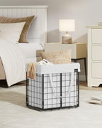SONGMICS Laundry Hamper, 11 Gal. (50L) Laundry Basket, Collapsible Clothes Hamper, Removable and Washable Liner, Metal Wire Frame, for Bedroom Bathroom, Cream White ULCB150W01 - color: Cream White, size: 50 L