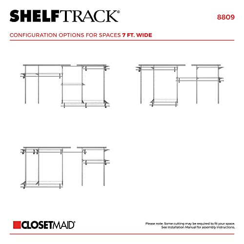 ClosetMaid ShelfTrack Wire Closet Organizer System, Adjustable from 5 to 8 Ft., With Shelves, Clothes Rods, Hardware, Durable Steel, Satin Chrome - color: Satin Chrome, size: 5 to 8 ft