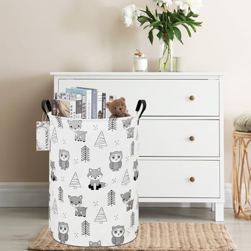 FANKANG Storage Basket, Nursery Hamper Canvas Laundry Basket Foldable with Waterproof PE Coating Large Storage Baskets for Kids Boys and Girls, Office, Bedroom, Clothes,Toys(Animal) - color: Animal
