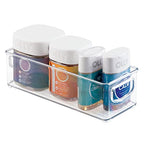 mDesign Plastic Bathroom Storage Container Bins w/ Handles - Closet, Cabinet, Vanity, Cupboard Shelf Organization, Hair Tools Accessory Organizer - Ligne Collection; Clear, 10x4x3 (Pack of 1) - size: 10 x 4 x 3 (Pack of 1)