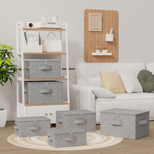 Underbed Storage Basket with Lid, Foldable Bed Sheet Boxes, Home Cube Bins for Organizing Clothes, Shoes, Blankets, Pillows, 15.7x11.8x7.8Inches, Grey, 2 Pack - color: Grey, size: 15.7x11.8x7.8 in(2 Pack)