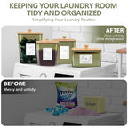 Zingbee 4 Pack Laundry Pods Container & Dryer Sheet Holder, Plastic Pod Holder with Lids & Scoops, Laundry Room Organization and Storage Sets for Powder, Detergent, Scent Booster - color: Clear Green-0