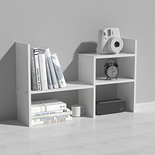 MASAKA B&W - Kawaii Storage Desktop Organizer for Your Desk Space, Double H Plants Display Shelf, Home Office Storage Rack Adjustable Stackable for Office, Dormitory (White*02) - color: White*02