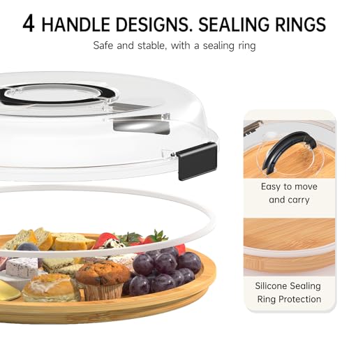 Round Charcuterie Board with Clear Lid, Travel Picnic Portable Cheese Board Charcuterie Boxes, Meat Fruit Serving Tray Platter, House Warming Gifts New Home, Gifts for Women, White,5 Compartments - color: White, size: 5 Compartments