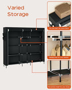 CASAMAYA Portable Closet, 77.6 Inch Extra Large Capacity Wardrobe Closet with Cover, Clothes Storage Organizer with Shelves and 3 Hanging Rods, Easy to Assembly, Black PCT223B01 - size: 77.6"L x 17.7"W x 70.9"H