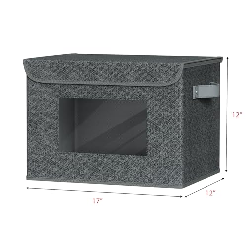 Univivi Fabric Foldable Storage Boxes with Lids [4-Pack] Large Stackable Storage Bins, Closet Organizers and Storage Cube Storage Organizer for Home, Office, Bedroom (Black, 17“ x 12” x 12") - color: Black Pattern, size: 17''-4 Pack