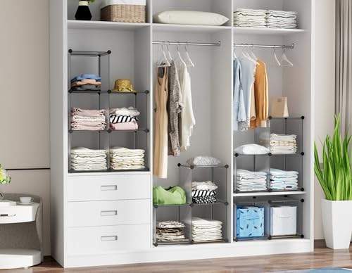 HOMIDEC 6 Light Grey Cube Storage Organizer, Modular Storage Shelf with Hammer, Cube Storage Bin Cabinet Closet Bookshelf for Living Room, Bedroom, Office, Each Cubes Size 11.8 x 11.8 inch - color: Grey, size: 11.8 x 11.8 x 11.8 Inch