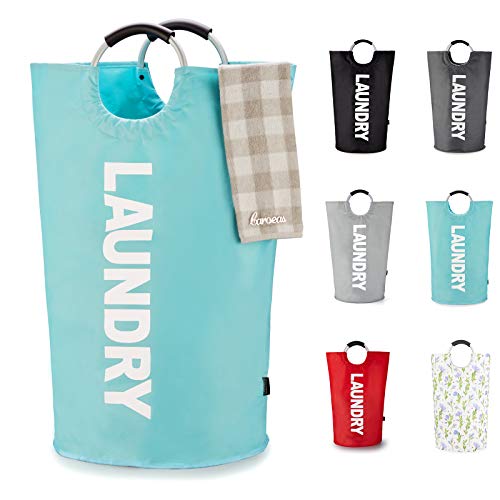 Caroeas 90L Laundry Basket (13 Colors), Waterproof Laundry Hamper, Laundry Bag with Padded Handles, Clothes Hamper Stands Up Well, Collapsible Laundry Basket Easy Storage - color: Light Blue, size: 90L