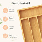 Lifewit Silverware Drawer Organizer, Utensil Tray for Kitchen, Flatware and Cutlery Holder, Storage for Spoons Forks Knives, 6.7 x 12", Natural - size: 6.7"W x 12"D