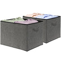 Simple Houseware 15 x 13 Inch Collapsible Fabric Storage Bin with Handles, 2 Pack, Dark Gray - color: Dark Grey