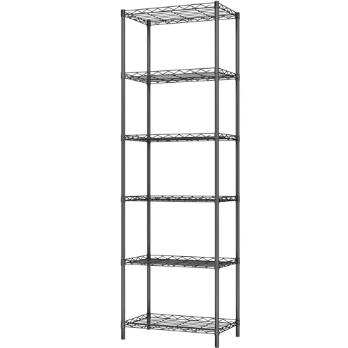 HOMEFORT 6-Tier Storage Shelves, Heavy Duty Metal Storage Rack, Wire Shelving Unit Organizer Rack for for Pantry Closet Kitchen Laundry (21”Wx11.4”Dx67”H,Black) - color: Black, size: 21"W x 11"D x 67"H