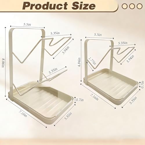 2 Tier Pot Lid Holder Rack for Kitchen Storage, Multifunctional Pan Lid Organizer for Countertop, Kitchen Spoon Rest with Lid Holder Rack for StoveTop White - color: White