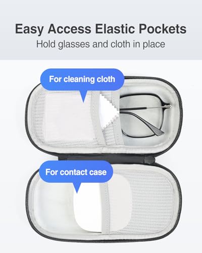 Luxtude Contact Lens Case, Glasses and Contact Case 2 in 1, Hard Shell Travel Contacts Cases with Mirror, Double Eyeglass Cases (Black) - color: Black-New Version