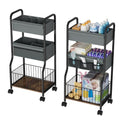 3-tier Baby Diaper Caddy Organizer and Storage Cart with 4+3 Dividers, Metal Utility Cart with Lockable Wheels for Nursery, Bedroom, Bathroom, Black - color: Black