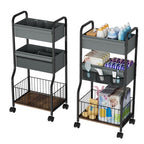 3-tier Baby Diaper Caddy Organizer and Storage Cart with 4+3 Dividers, Metal Utility Cart with Lockable Wheels for Nursery, Bedroom, Bathroom, Black - color: Black
