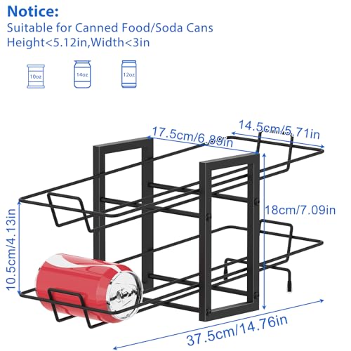 MOOACE 4 Pack Can Rack Organizer, 2 Tier Kitchen Canned Food Storage Dispenser Holds up to 40, Can Organizer for Cabinet Pantry Refrigerator Countertop, Black