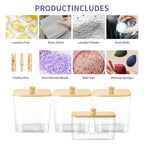 4-Pack Laundry Pods Container, Laundry Room Organization Containers,Large Laundry Detergent Powder Storage Containers with Wooden Lids & Labels,Clear Laundry Pod Holder for Scent Booster/Powder/Pods