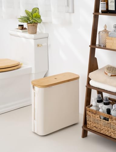 StorageWorks Large Toilet Paper Storage with Bamboo Lid, Toilet Paper Holder Basket for Up to 12 Mega or 16 Regular Size Rolls, Paper Storage Baskets for Bathroom, Beige, 1 Pack - color: Beige, size: Large