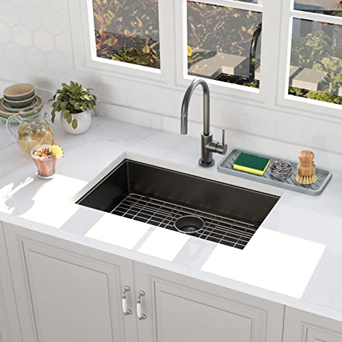 EG-SIPRO Kitchen Sink Organizer Tray,Sponge Holder for Kitchen Sink Bathroom Counter Tray Sponge Caddy Silicone Soap Holder for Soap dispenser, Bottle, Dishwashing Accessories(2-pack) - color: Grgr, size: 12×4.8inch