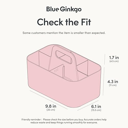 BLUE GINKGO Stackable Organizer Caddy – Korean-Made Portable Tote for Bathroom, Office, Crafts, or School Supplies (Rectangle, Pink) - color: PINK, size: Rectangle