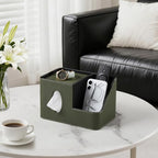 PU Leather Square Tissue Box Cover with Magnetic Closure, Tissue Holder with Storage Tray & Remote Control Organizer, for Nightstand, Living Room, Bathroom, Office Desk (Green Stripes) - color: Green Stripes