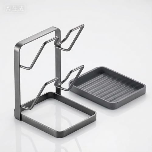 Space-Saving Pot Lid Holder & Spoon Rest - 3-in-1 Organizer with Drip Tray, Keeps Countertops Clear While Cooking (Multifunctional Kitchen Rack)