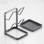Space-Saving Pot Lid Holder & Spoon Rest - 3-in-1 Organizer with Drip Tray, Keeps Countertops Clear While Cooking (Multifunctional Kitchen Rack)