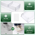 Criusia Drawer Organizer Set, Acrylic Non Slip Non Cracking Kitchen Drawer Storage Tray Large Size Divider, Multifunctional Storage for Cosmetics, Bathroom, Tools, Kitchen and Office (8 PACK) - size: 8 PACK