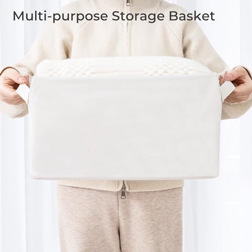 Storage Basket Bins with Metal Frame, Large Collapsible Fabric Storage Baskets for Organizing Shelf, Basket Organizer W/Handles for Blankets, Towels, Laundry, Shelves, 15-Pack, Beige - color: Beige, size: 15 PACK