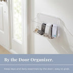 No-Drill Wall Organizer Bin – Clear Removable Adhesive Storage Box with Drain Holes, PET Plastic, Ideal for Small Items in Kitchen, Bathroom, Cabinet Door – Sandra Series - size: Small