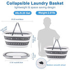 35L (9.25 Gallon) Collapsible Laundry Basket with Wheels, Large Collapse Laundry Basket with Handles, Pop-up Hamper Clothes Storage Organizer Folding Plastic Bin for Household Family Room Organization - size: 35L