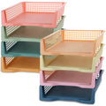 8 Pack Boho Plastic Turn in Paper Trays for Classroom Storage Bin Basket Organizers for School Teacher Supplies Classroom Office Home Organization Storage Tray Holds 4A Paper File Document