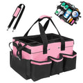 Tool Organizer Tote Bag, Pink and Black, Large Capacity with Adjustable Compartments, Portable Cleaning Storage Caddy, 14.96x10.63x9.06 Inches - color: Pink
