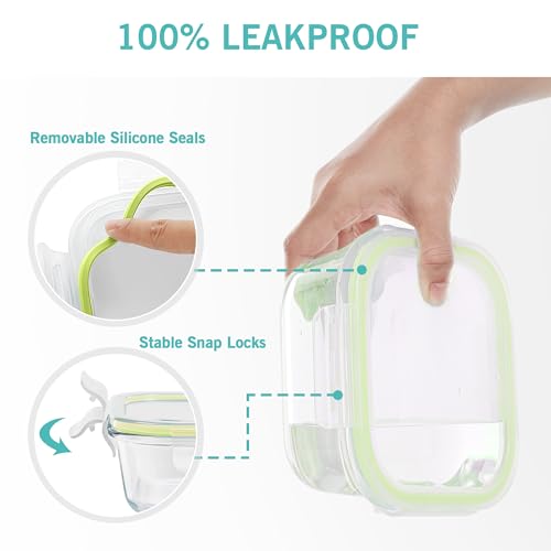 Vtopmart 8 Pack Glass Food Storage Containers with Lids (Grass Green) - color: Grass Green