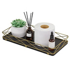 Lixple Toilet Paper Basket Holder, 13" Toilet Tank Tray, Wood and Metal Toilet Tray Vanity Organizer Bathroom Tray, Kitchen Sink Organizer for Soap Dispenser (Black + Gold) - color: Black+gold