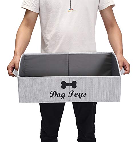 Morezi Dog Toy Basket - Organize Pet Toys, Blankets, Leashes, Chews in Living Room, Playroom, Closet, Shelf - Grey - color: Grey
