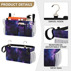Bedside Caddy Hanging Storage Bag Galaxy Purple Bedside Organizer Caddy for Bunk, Dorm Room, Hospital Beds - Place Magazines / Remotes / Keys