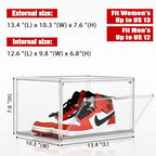 Size 12 Acrylic Shoe Boxes,12 Pack Shoe Display Cases Clear Plastic Stackable Shoe Container Hat Sneaker Storage Bins, Fit Up to US Men's/Women's Size 12 Shoes - color: Clear, size: Medium