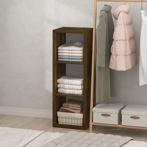 Furinno Cubic Closet Organizers and Storage, 3-Cube Closet Organizer, Open Shelf Closet Storage, Extra Thick Frame for Wardrobe, Bedroom, Living Room, Amber Pine - color: Amber Pine, size: 3-Cube