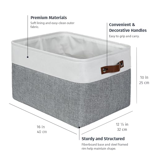OrganiHaus Extra Large Fabric Storage Baskets for Shelves 3 Pack, 16x13in Closet Storage Bins, Canvas Baskets for Organizing, Linen Closet Organizers, Cloth Basket, Gray/Off-White - color: Gray / Off-White, size: Extra Large - 3pc