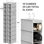 Simple Houseware 2 Pack 10 Shelves Hanging Organizer, Gray - color: Grey, size: 2-Pack