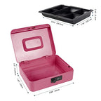 Kyodoled Large Cash Box with Combination Lock,Safe Metal Money Box with Money Tray for Security Lock Box 9.84"x 7.87"x 3.54" Pink Large - color: Pink, size: Large