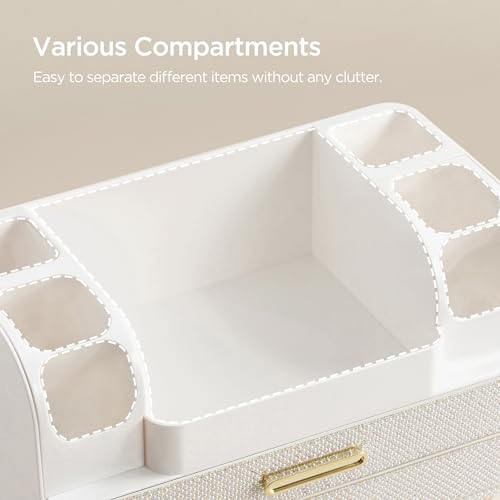 HBlife Makeup Organizer for Vanity with Brush Holder, Large Bathroom Countertop Cosmetic Organizer Skin Care Storage, Easy to Store Nail Polishes, Perfumes, Eyeshadow Palettes, Pearl All White - color: Pearl All White