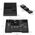 Bamboo Kitchen Drawer Organizer, Expandable Silverware Organizer with Removable Knife Block, 6-8 Slots- Utensil Holder & Cutlery Tray Drawer Dividers, 2.36" Deep for Extra Capacity, Black - color: Black