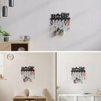Key Holder Wall Mounted with Screws and Anchors, Black Multifunctional Key Hanger with 6 Hooks, Entryway Front Door Kitchen Hallway Garage Office - color: Home-4 Black