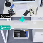 Under Desk Drawer Organizer - Clamp-On Above or Below Desk Mesh Drawer for Office Accessories, Storage Tray, and Desktop Organizer (White - Small) - style: White - Small