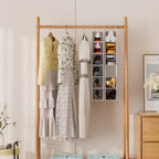 VERONLY Hanging Shoe Shelves - 6 Section,Closet Organizer Set of 2 with Woven Bamboo Shelves,Slim 5.5” Wide Design for Space-Saving Storage,White - style: White 2-Piece Narrow Hanging Set
