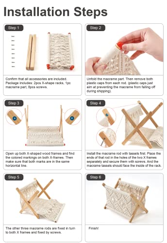Mkono Macrame Magazine Rack Boho Storage Holder Standing Basket for Books, Newspapers, Swaddle Blanket, Dorm Essentials, Living Room, Bathroom, Office, Nursery, Home Decor, Medium Size, 14”L x 10”W